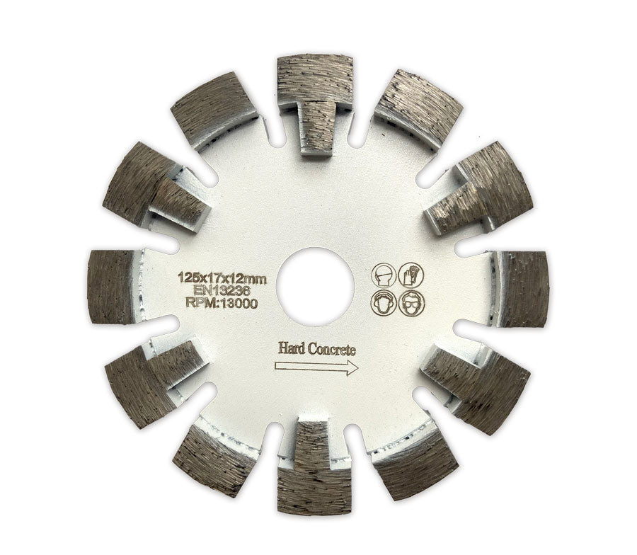 125mm wide concrete cutting blade with 17mm diamond segment for heavy-duty cutting