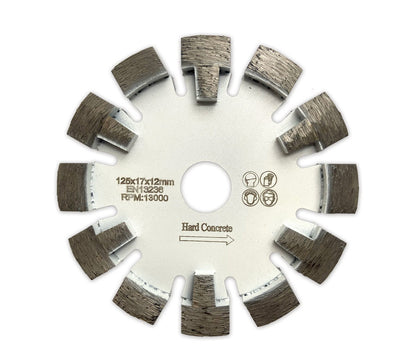 125mm wide concrete cutting blade with 17mm diamond segment for heavy-duty cutting