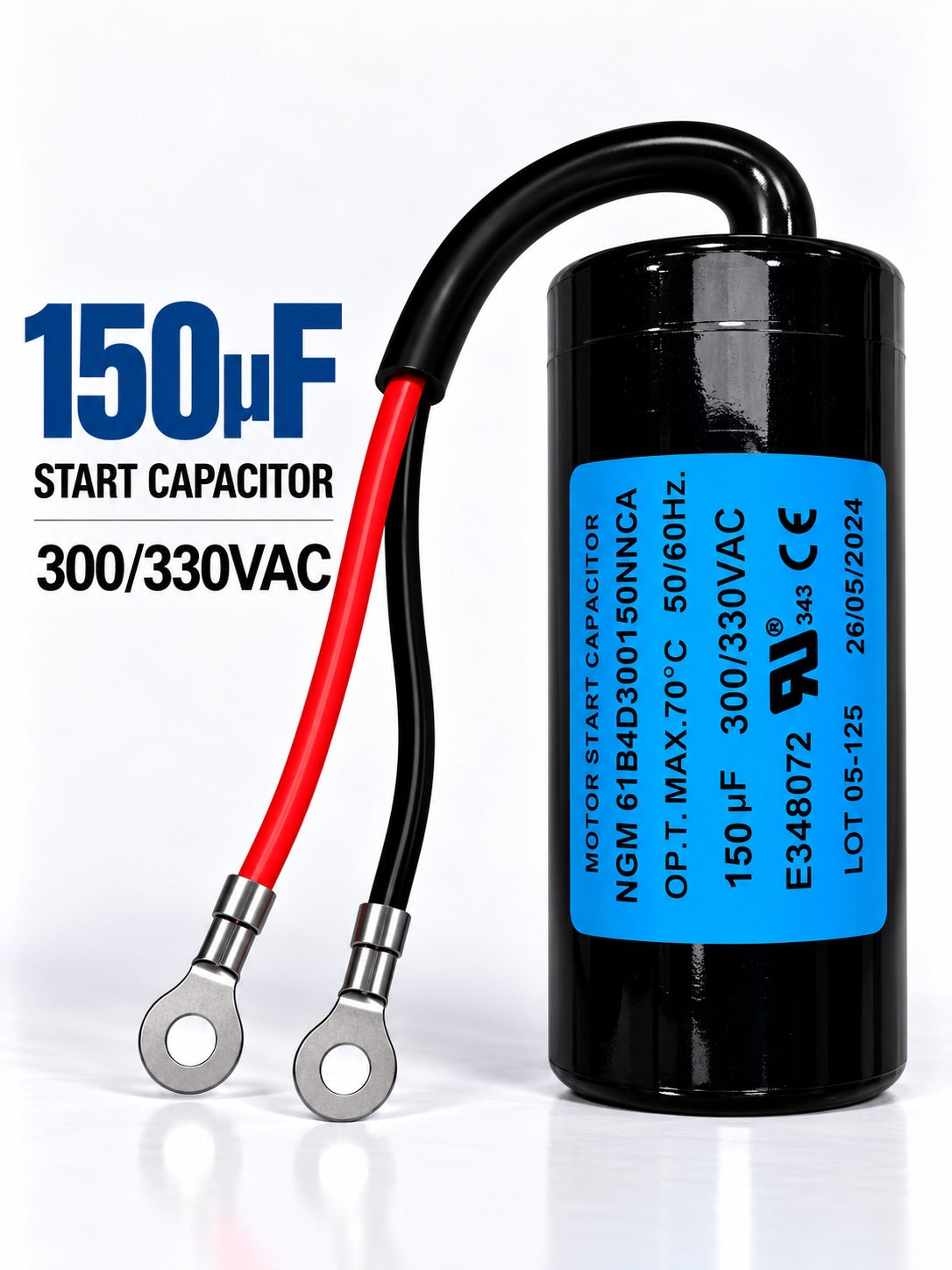150µF (150uF) 300/330VAC Motor Start Capacitor E348072