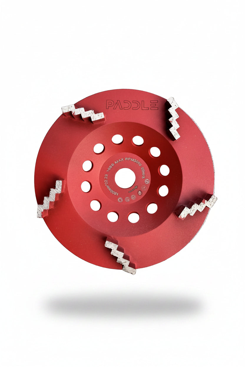 180mm zig-zag diamond cup wheel with 5 segments for concrete grinding and coating removal