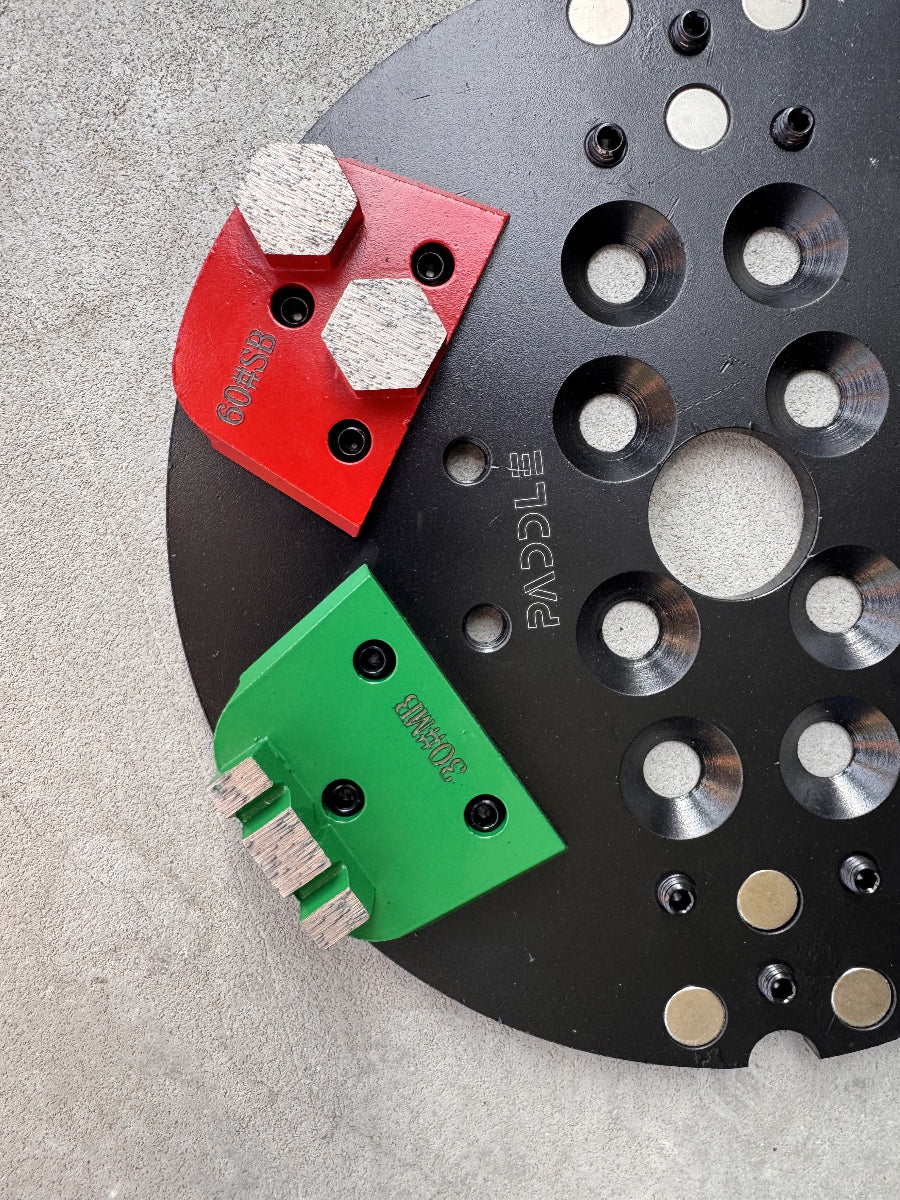 250mm floor grinder magnetic segment plate with 3 pin system holding 6 grinding segments
