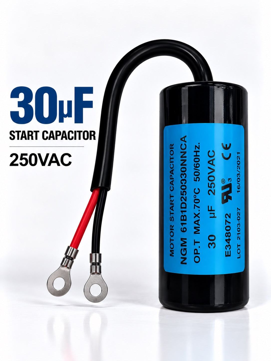 30µF 250VAC motor start capacitor part NGM61B1D250030NNCA