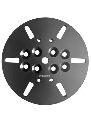 250mm Redi-Lock converter plate installed on floor grinder with diamond segments