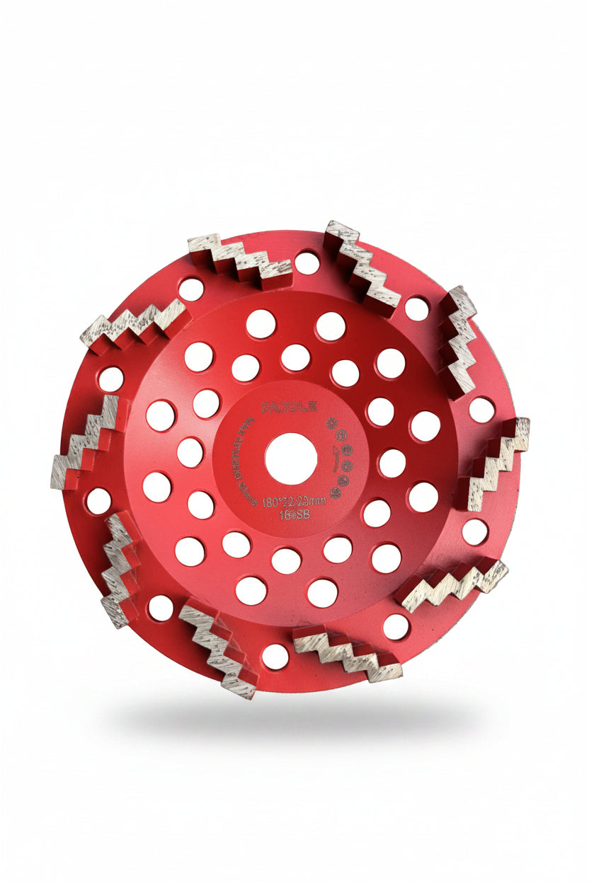 180mm Zig-Zag Diamond Cup Wheel 10 Segment | 16/30 Grit Concrete Grinding Disc