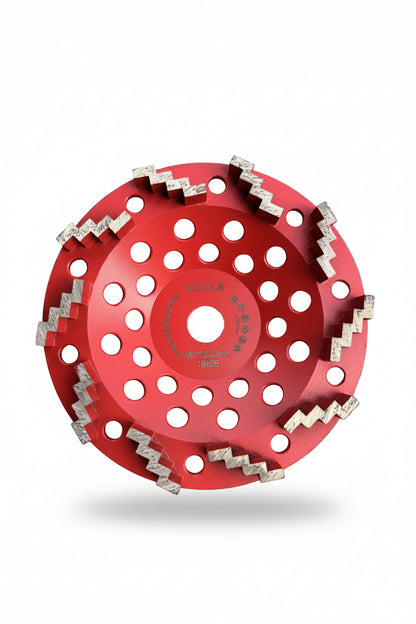 180mm Zig-Zag Diamond Cup Wheel 10 Segment | 16/30 Grit Concrete Grinding Disc