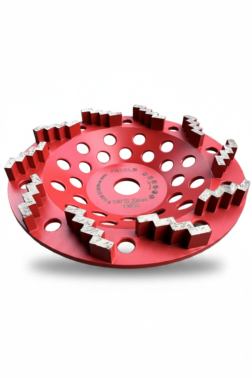 180mm Zig-Zag Diamond Cup Wheel 10 Segment | 16/30 Grit Concrete Grinding Disc