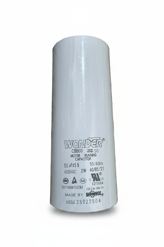 55µF 450VAC CBB60 motor run capacitor replacement for Husqvarna PG-280 floor grinder motor.