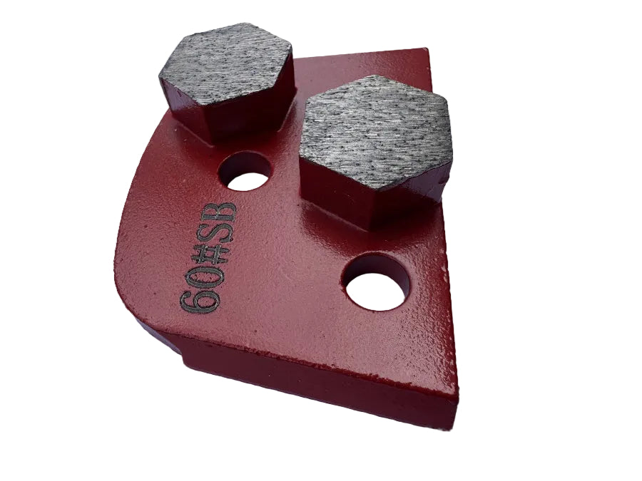 Magnetic diamond grinding shoe double hexagon segment 60 grit soft bond for concrete floor grinding and polishing preparation