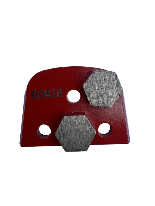 Magnetic grinding shoe double hexagon segment 60 grit soft bond for concrete floor grinding and surface preparation