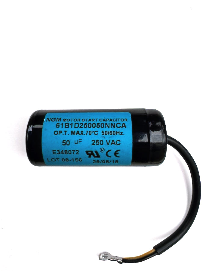 50µF 250VAC motor start capacitor with ABS housing and insulated terminals