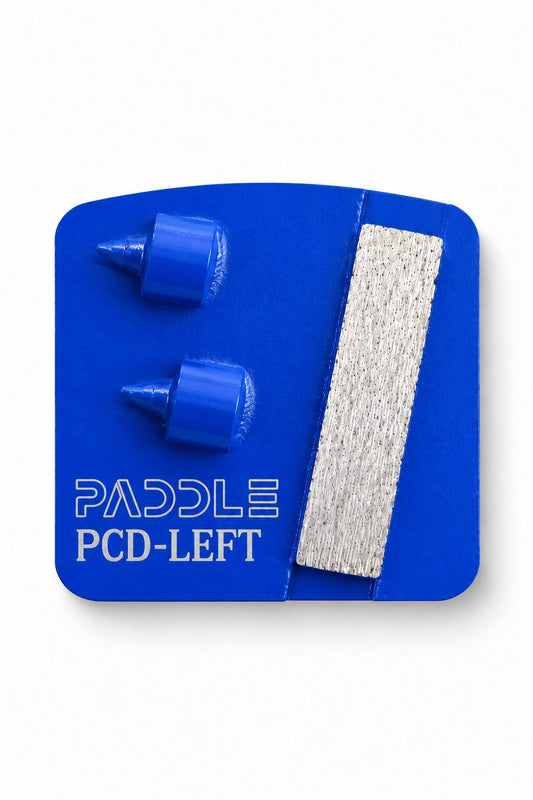 Blue Paddle PCD-LEFT Redi Lock grinding shoe for concrete coating removal. Epoxy glue and waterproofing removal. 