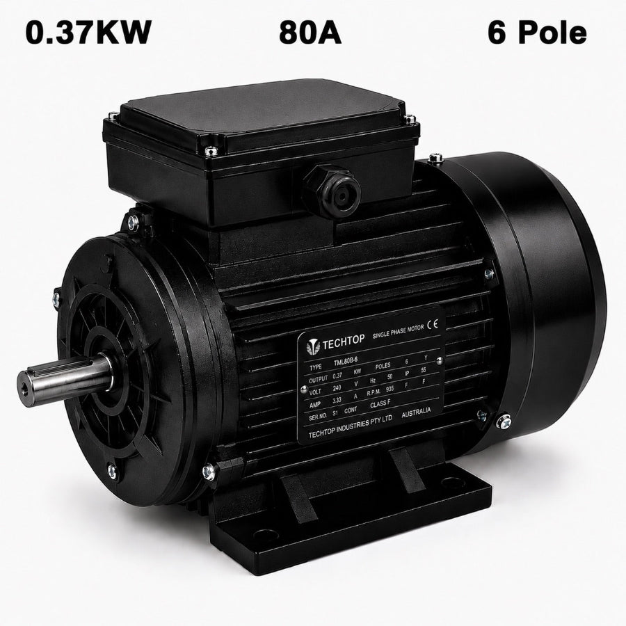 Techtop TML 80A 0.37kW 6 Pole 240V single phase electric motor