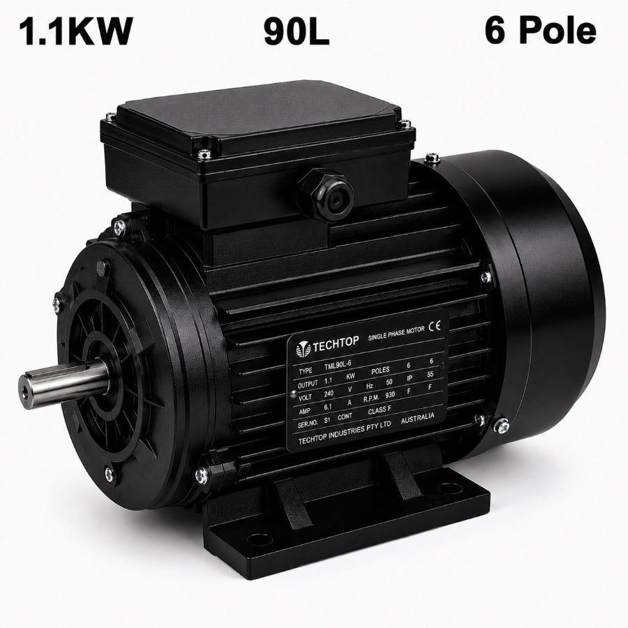 Techtop TML 90L 1.1kW 6 Pole 240V single phase electric motor