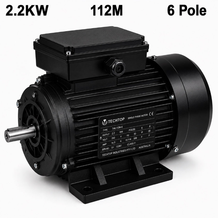 Techtop TML 112M 2.2kW 6 Pole 240V single phase electric motor
