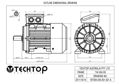 Techtop TAI 90 frame B3 foot mount motor dimensions