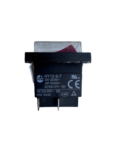 Back view of Husqvarna S26 , S36 vacuum switch showing 20A 125/250V electrical ratings and terminals